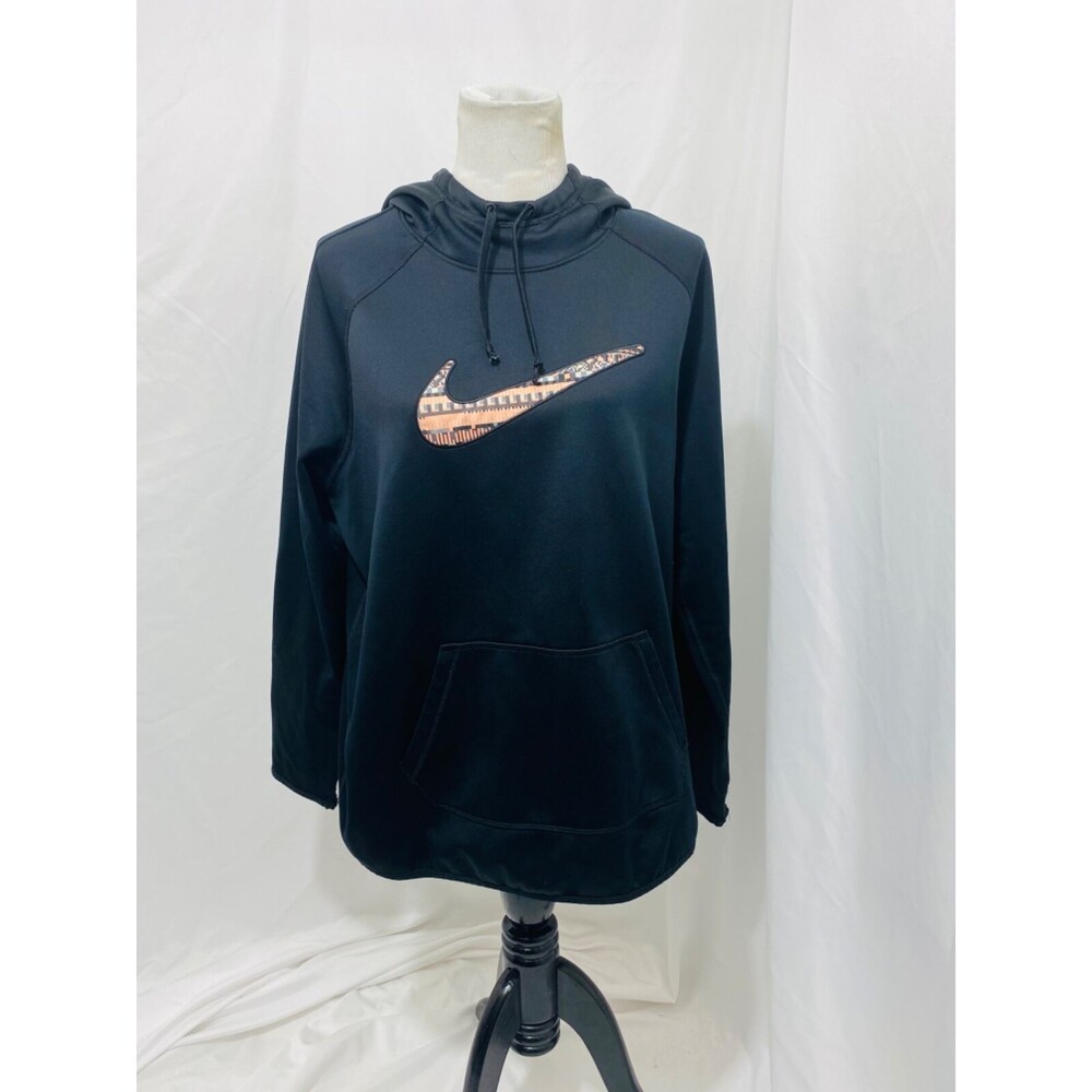 Nike Woman’s Hoodie Black Therma-Fit Mock Neck Long Sleeve Athletic Size XL - Picture 2 of 7